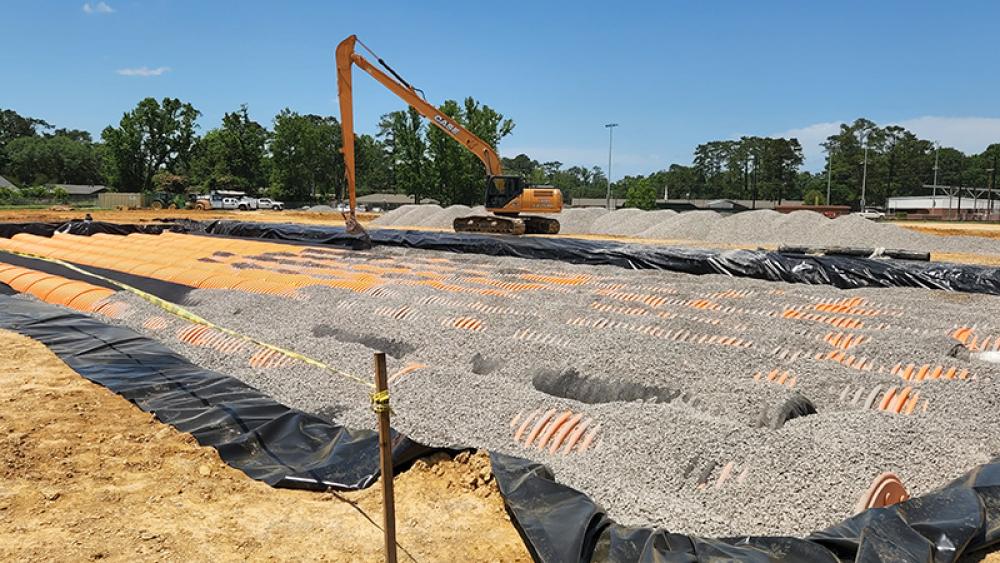 StormChambers in place and covering with gravel