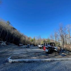 Trucks and equipment at mountain lodge in North Carolina